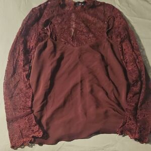 Elegant Burgundy Lace Blouse